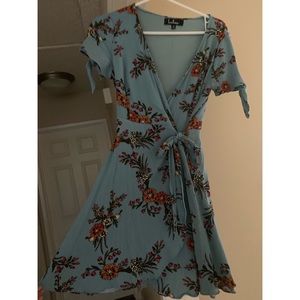 Lulu’s Blue Floral Wrap Dress